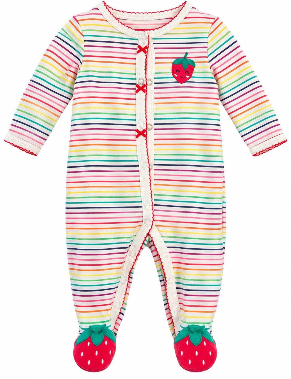 Carter’s Baby Girl 6M Rainbow Stripe Strawberry Footed Sleeper Pajamas
